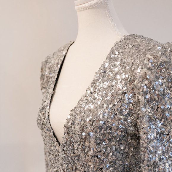 Lulus Silver Sequin Mini Dress - Picture 9 of 13